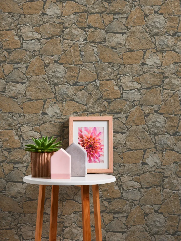 Living Walls Best of Wood´n Stone III T8631 Tapet brun/beige