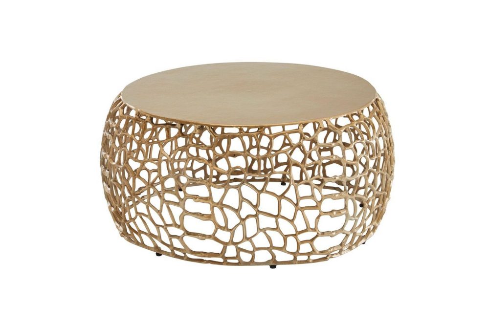 Soffbord Wohnling aluminiumgjutning, rund 60 cm handgjord, modern stil Guld