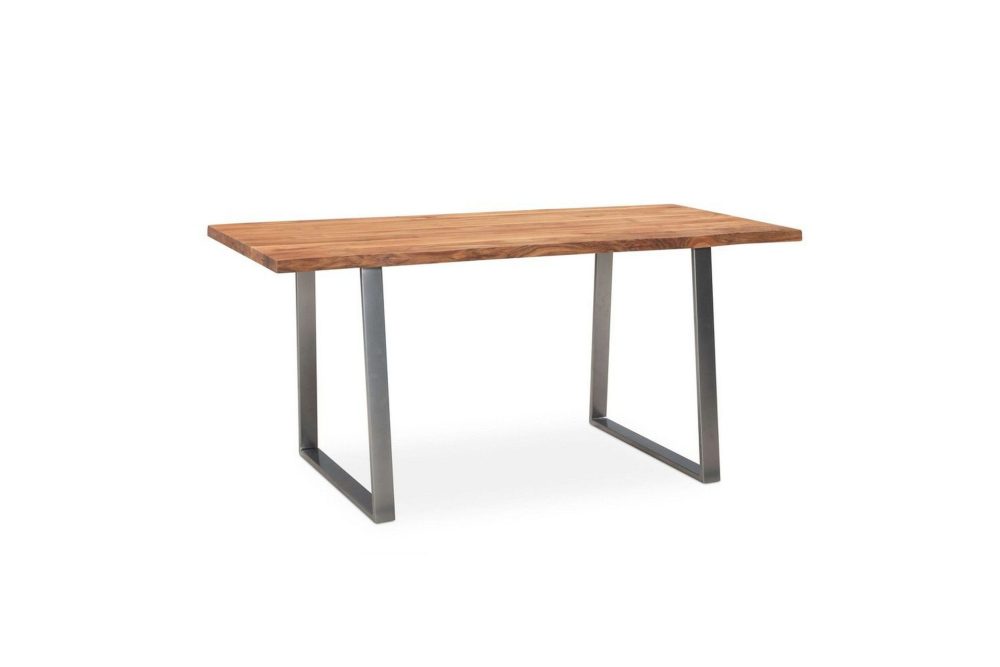 Matbord Wohnling Massivt trä med trädkanter, rektangulär, lantlig stil Silver, Rak, 180x90 cm