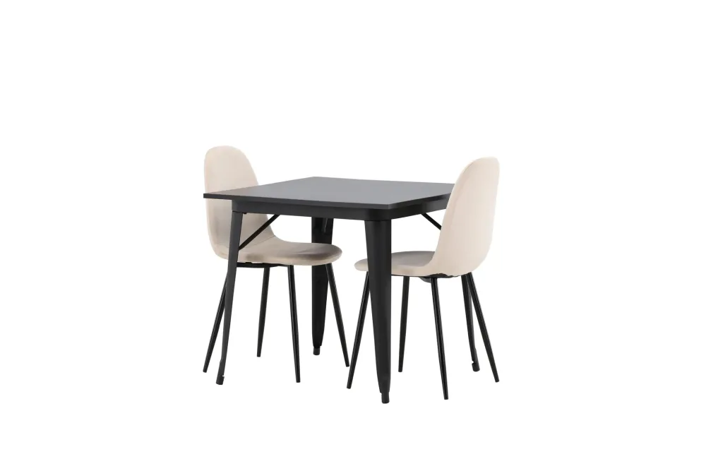 VESTERBY Matgrupp 80 cm Rektangulär Beige med 2 DAWNE Stolar