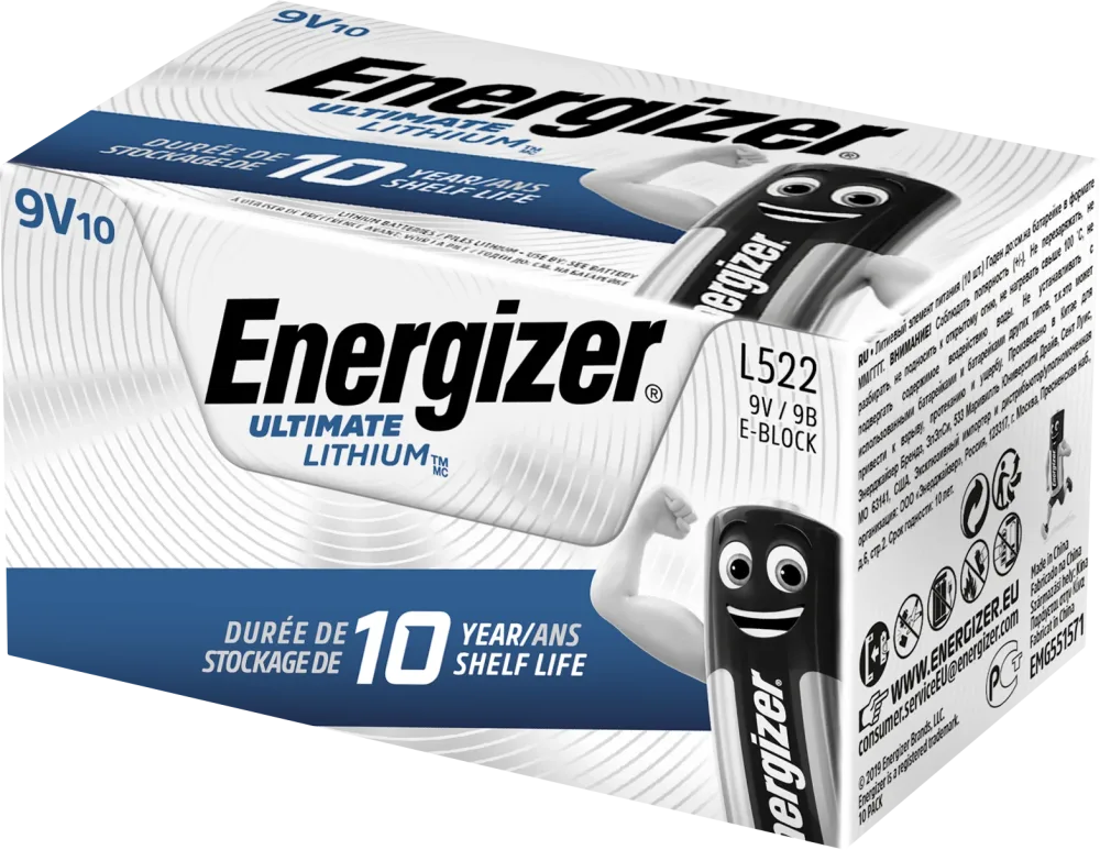 Energizer Ultimate Lithium Litiumbatteri 9V/L522, 10-pack