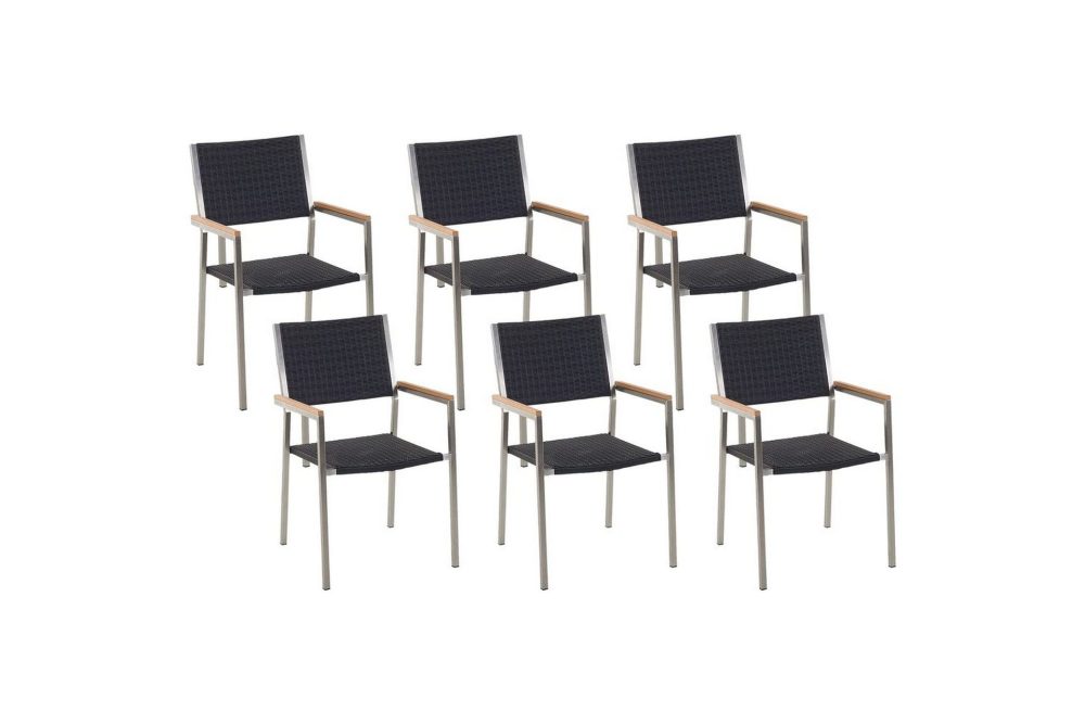 Matstol Grosseto set om 6 Svart/Silver
