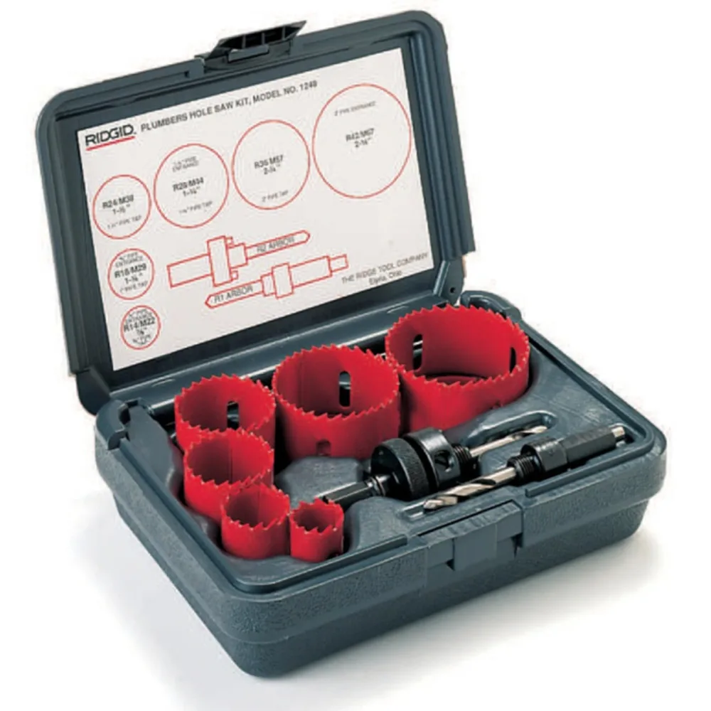 Ridgid 1249 Hålsågsats elektrikerkit, 22-64 mm + 2 st. hållare