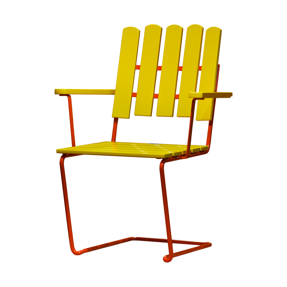 A2 fåtölj Limited Edition, Yellow lacquered oak-orange base