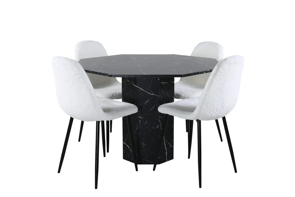 Marbs Matgrupp 110 cm Rund med 4 Polar stolar