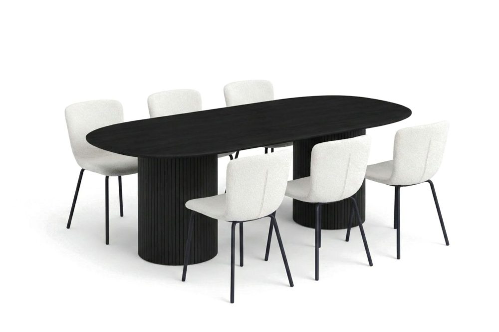 Kopparbo Matgrupp oval 180 cm Svart med 6 Katy Matstolar