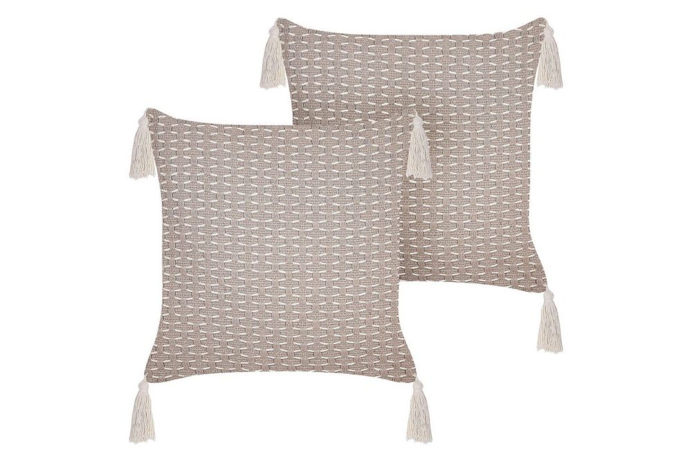 Prydnadskuddar Hakone set om 2 Taupe, Fyrkantig