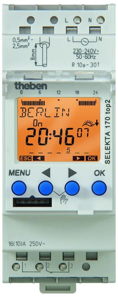 Theben 1704100 Kopplingsur 24 V, växlande kontakt