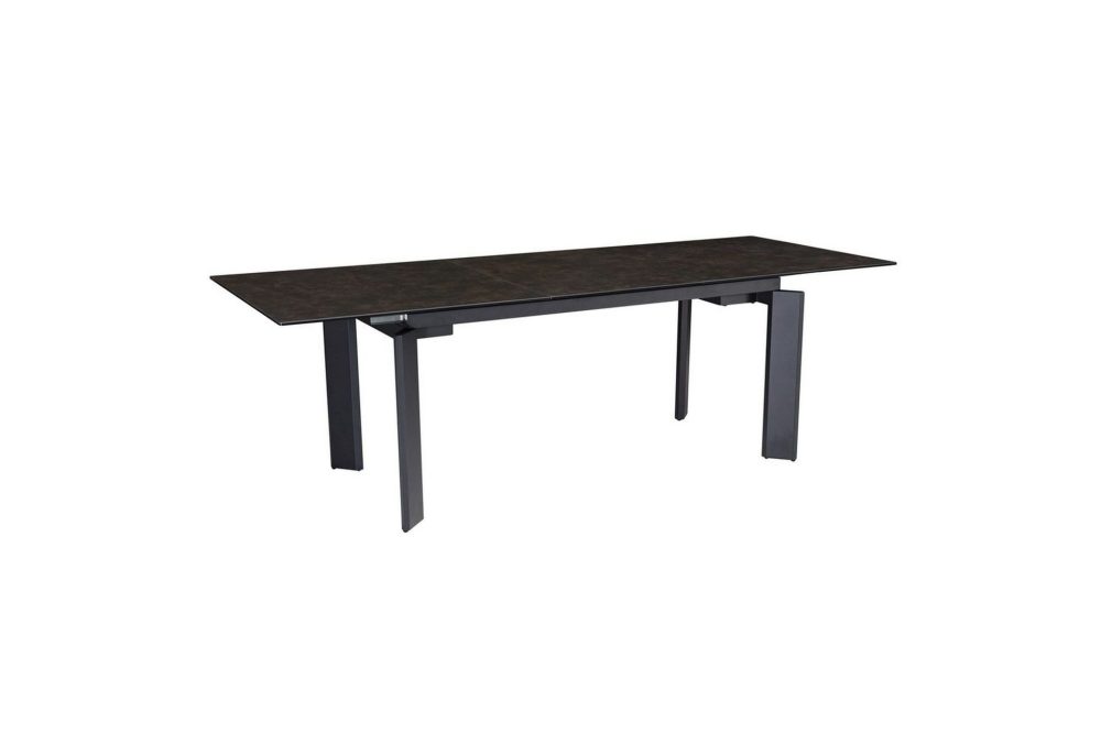 Matbord Wohnling Utdragbart 180-260 cm keramisk, klassiskt fyra ben och metallram Svart, marmor svart