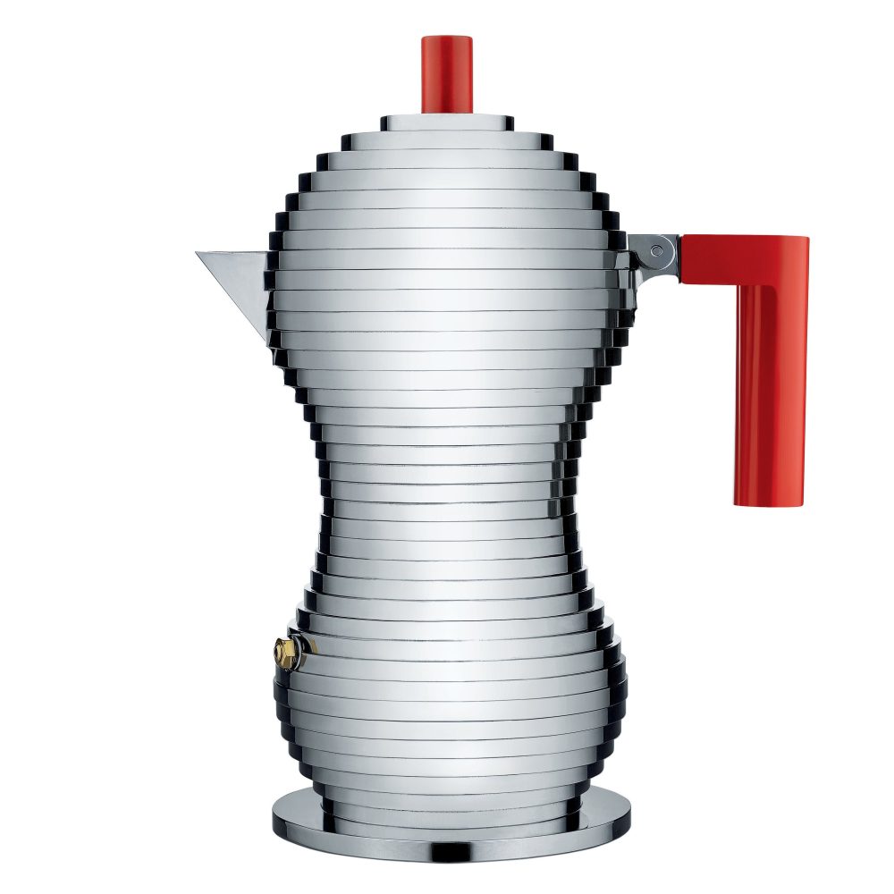 Pulcina espressobryggare 6 koppar, rött handtag