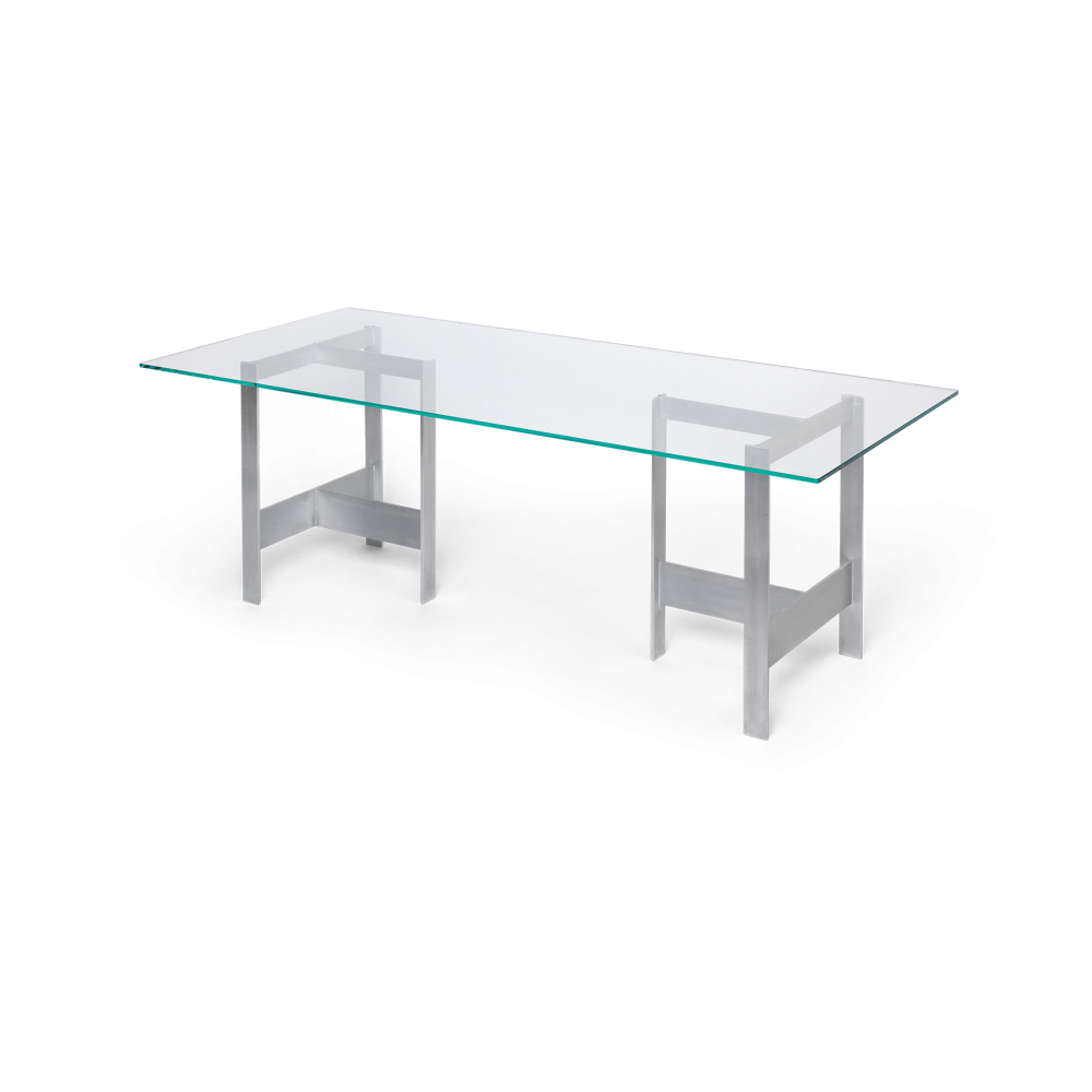 Lager matbord 90x200 cm, Glass-aluminium