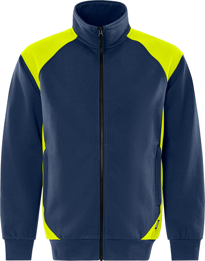 JACKA 7248 GSM SWEATSHIRT MARINBLÅ/VARSEL GUL STL 4XL