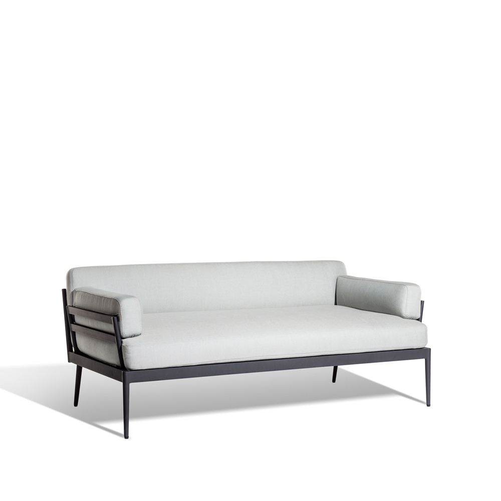Anholt soffa, Sunbrella Natté Grey Storm-mörkgrå aluminium ram