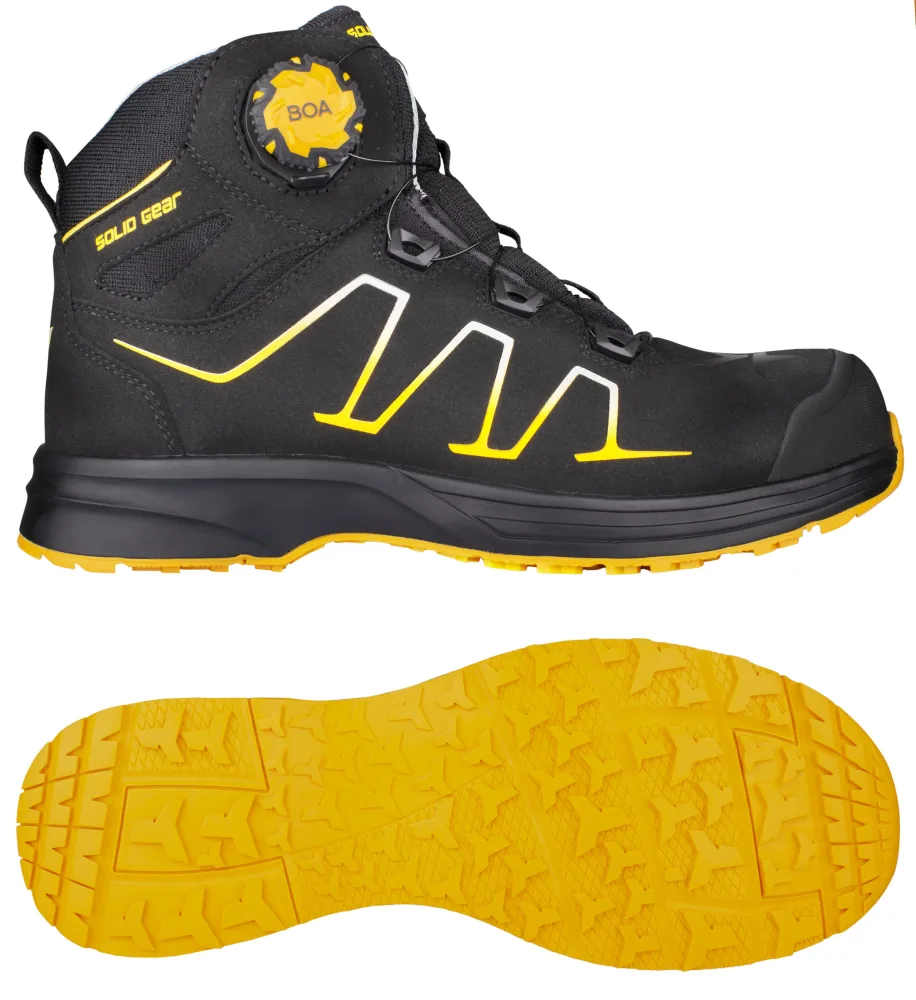 Solid Gear Reckon Skyddskänga S3, BOA, svart/gul 43