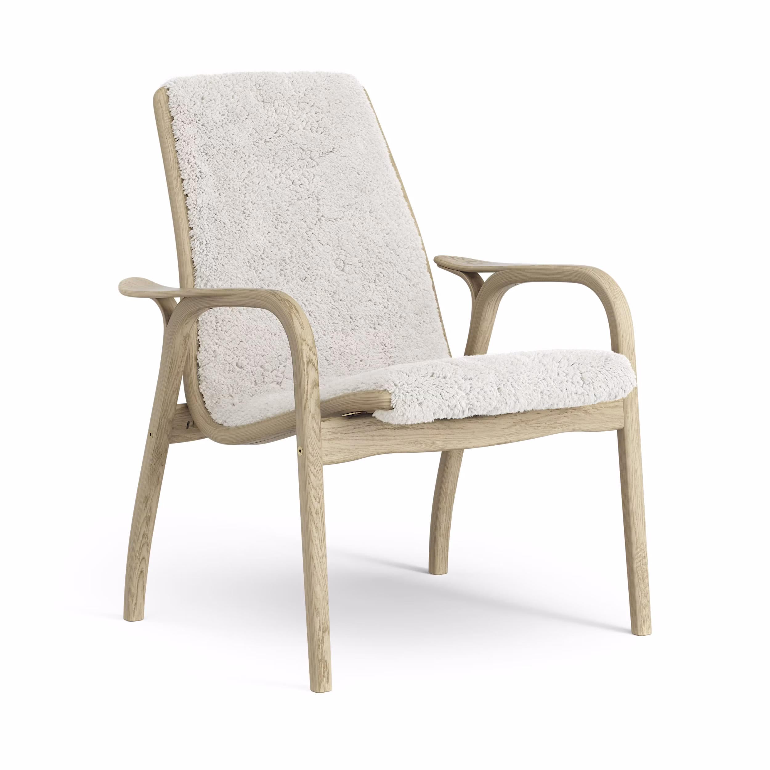 Laminett Fåtölj Fårskinn, Lackerad Ek / Off-white