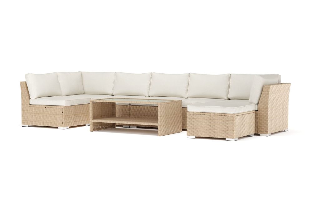 Wisconsin utomhus U-soffa 7-sits med vändbar divan