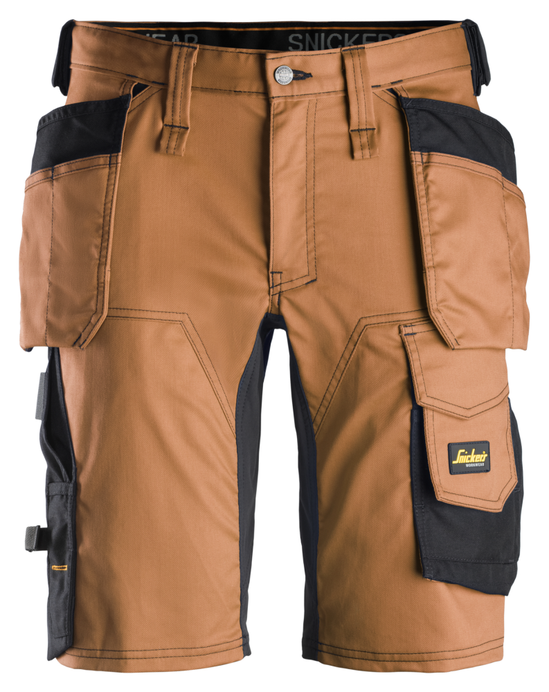 SHORTS SNICKERS WORKWEAR STRETCH + HF AW, BRUN/SVART STL 46