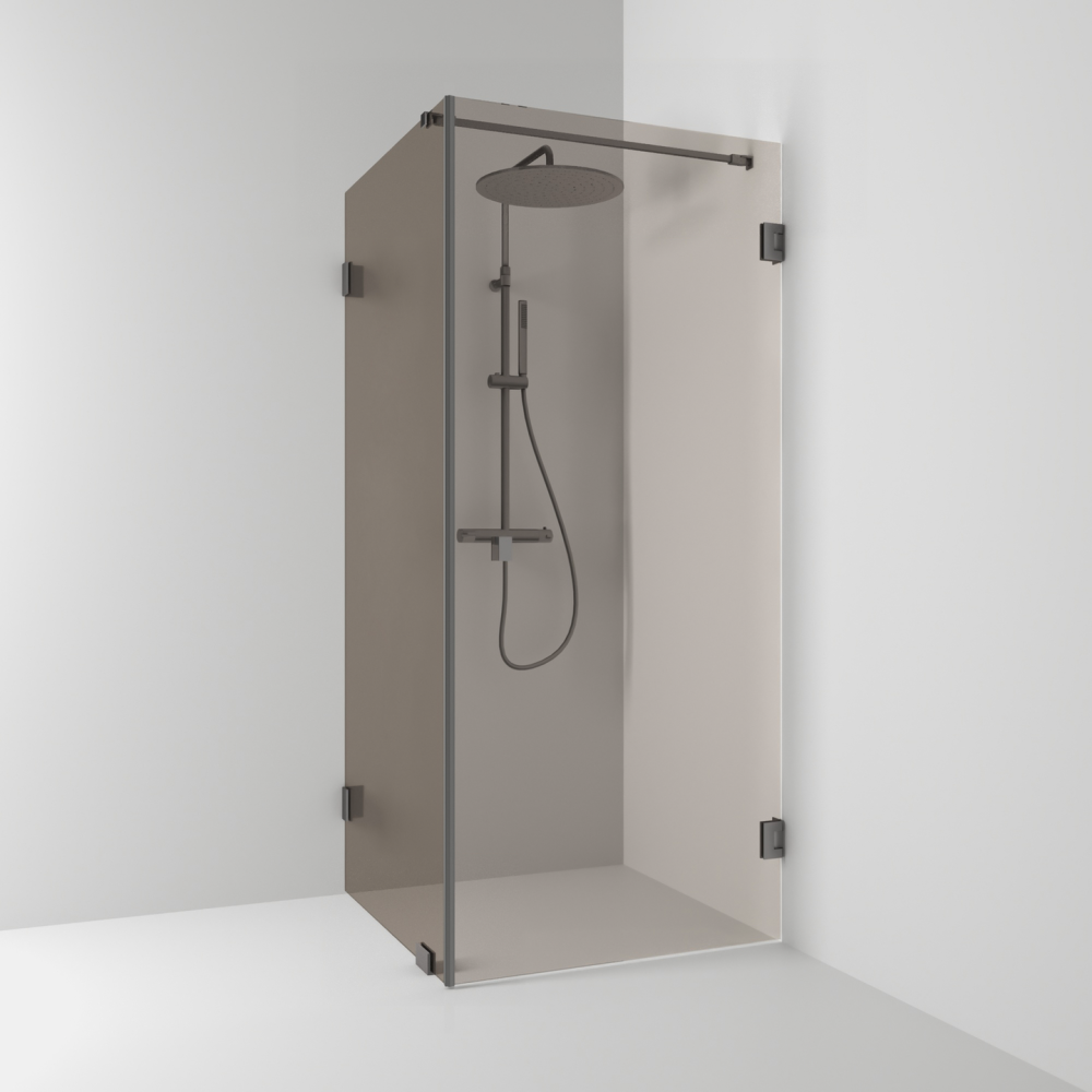 HÖRNDUSCH SVEDBERGS 180GR RAK/FAST BL SVART BRONSGLAS 90X200X90CM