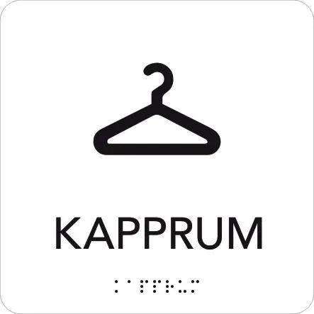 UniGraphics 6705375 Skylt kapprum, taktil, 150 x 150 mm Vit, svart text