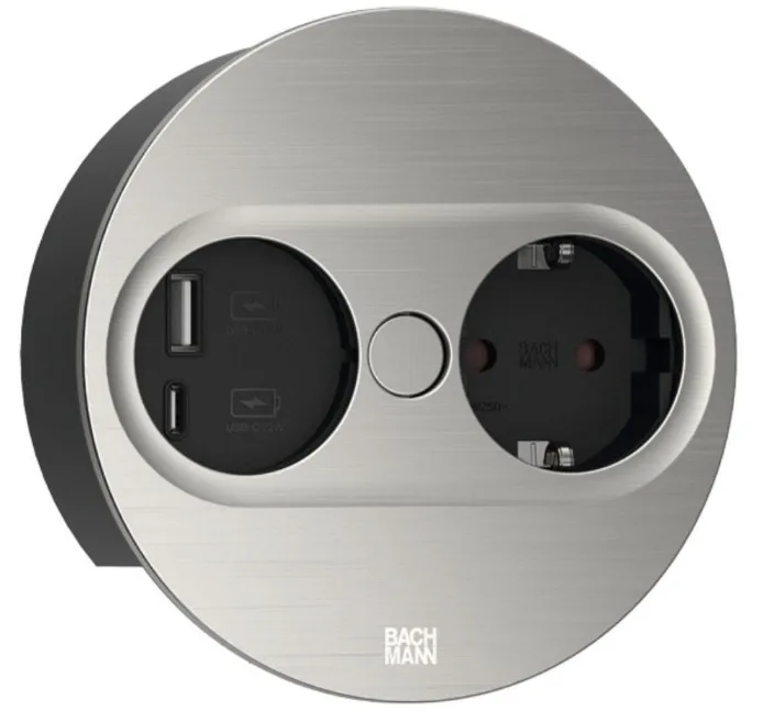 Rutab 946.104 Eluttag rund, USB A/C, avtagbart lock Svart