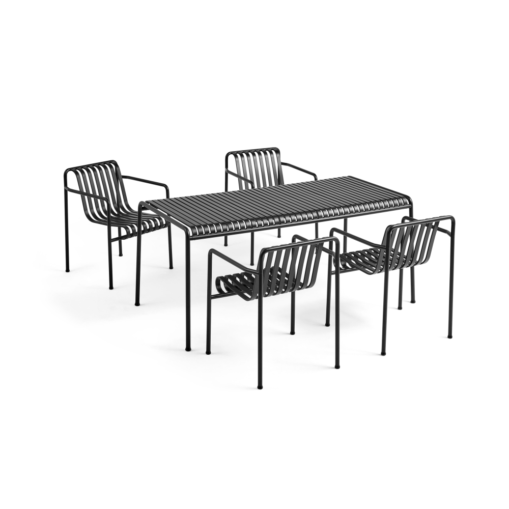 Palissade matgrupp 4 karmstolar 170x90 cm - Anthracite