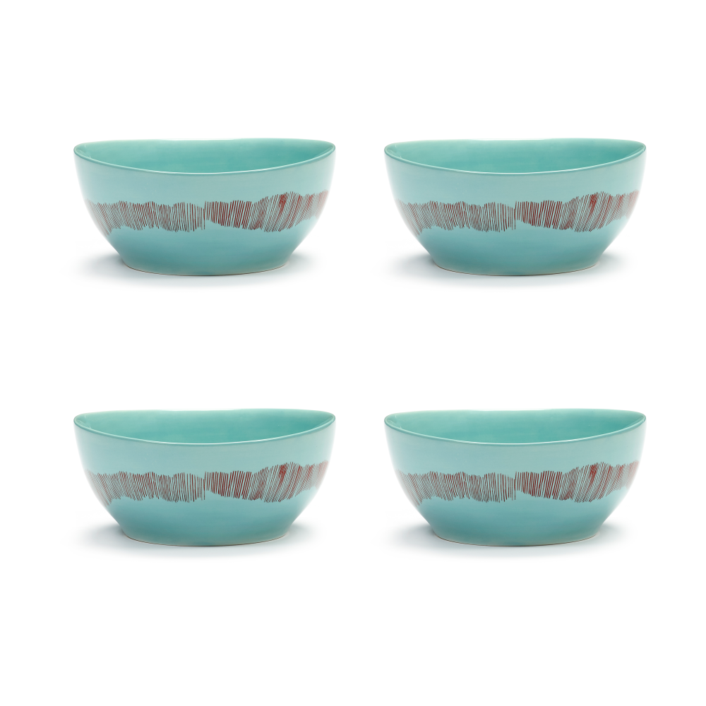 Ottolenghi Feast skål S Ø15 cm 4-pack, Azure stripes-red