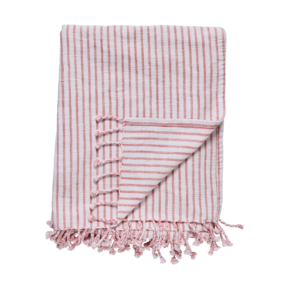 Olivia pläd 130x170 cm, Off White-Dark Coral