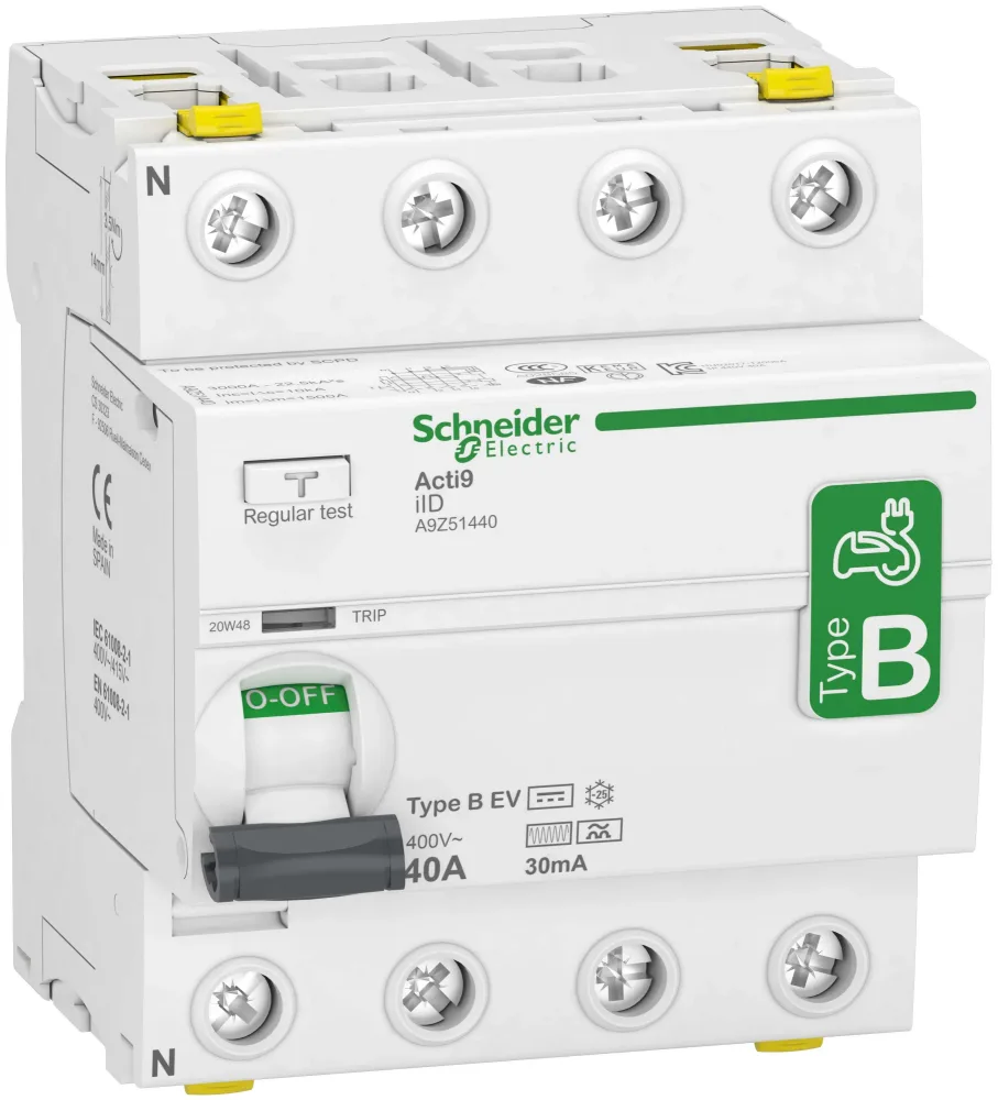 Schneider Electric Acti 9 iID Jordfelsbrytare B-EV, 4-polig 40A, 30mA