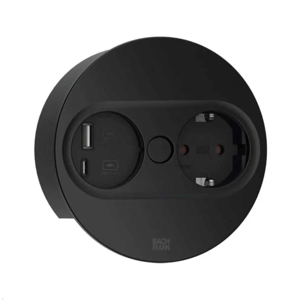 Rutab 946.104 Eluttag rund, USB A/C, avtagbart lock Svart - Bild 2