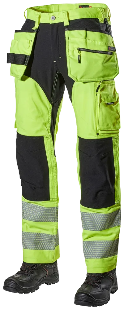 L.Brador 1072PB Arbetsbyxa hi-vis gul/svart, klass 2 D120