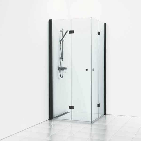 HÖRNDUSCH SVEDBERGS SKOGA VIKBAR SVART MATT KLARGLA INTHT 90X90X198CM