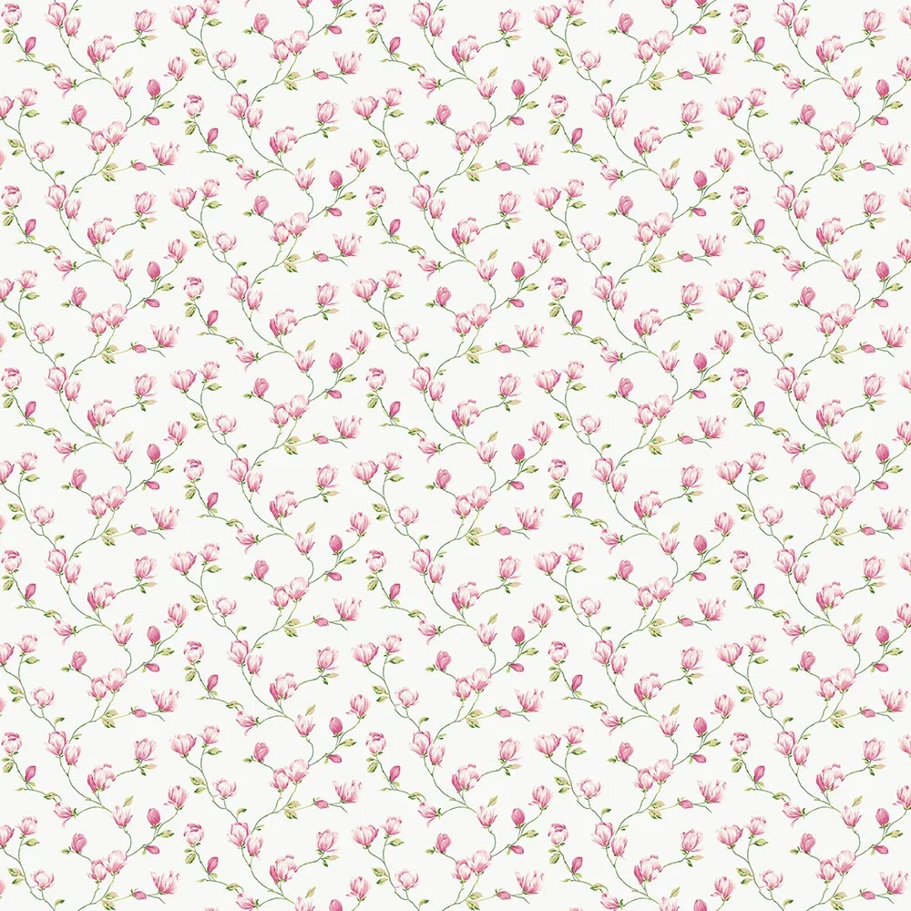 Galerie Wallcoverings Miniatyrer II G68723 Tapet Mini Magnolia Grön/rosa/vit