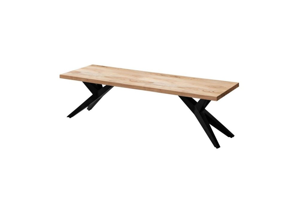 Matbänk Wohnling massivt trä i modern loftstil med metallben 175 cm