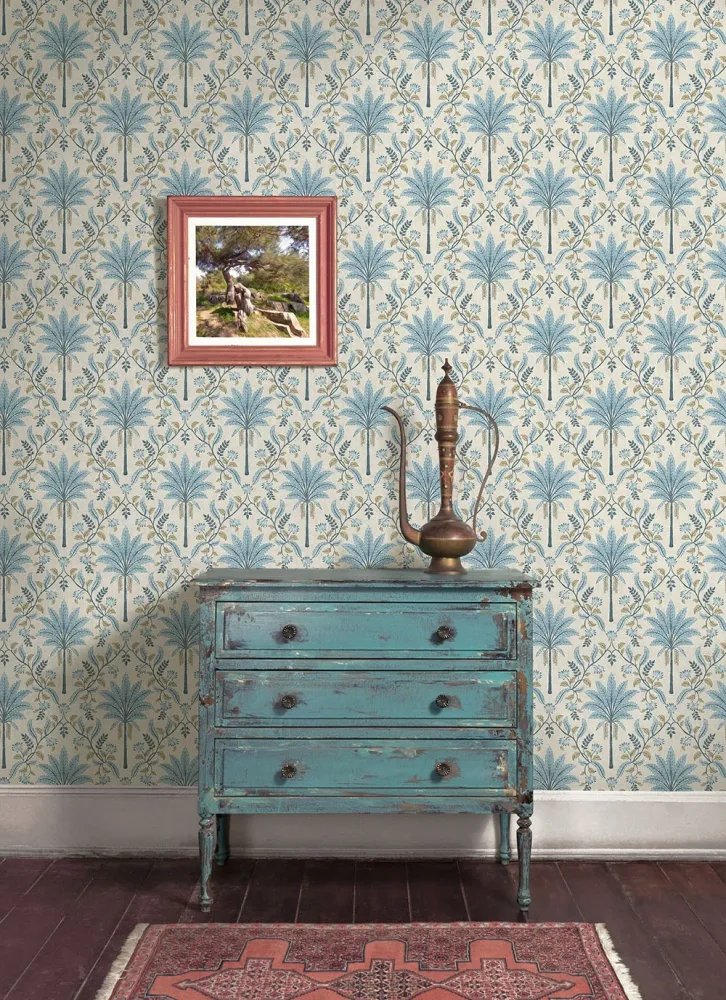 Holden Decor Journey to the East 91791 Tapet Ariara blue Gul/blå/beige
