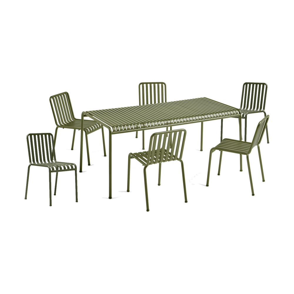 Palissade matgrupp 6 stolar 170x90 cm olive