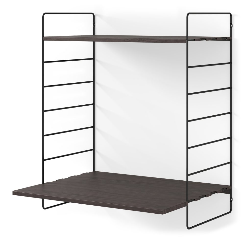 Wera Vägghylla byggbar med skrivbordsdel, 60x30-45x69 cm, 2 hyllplan