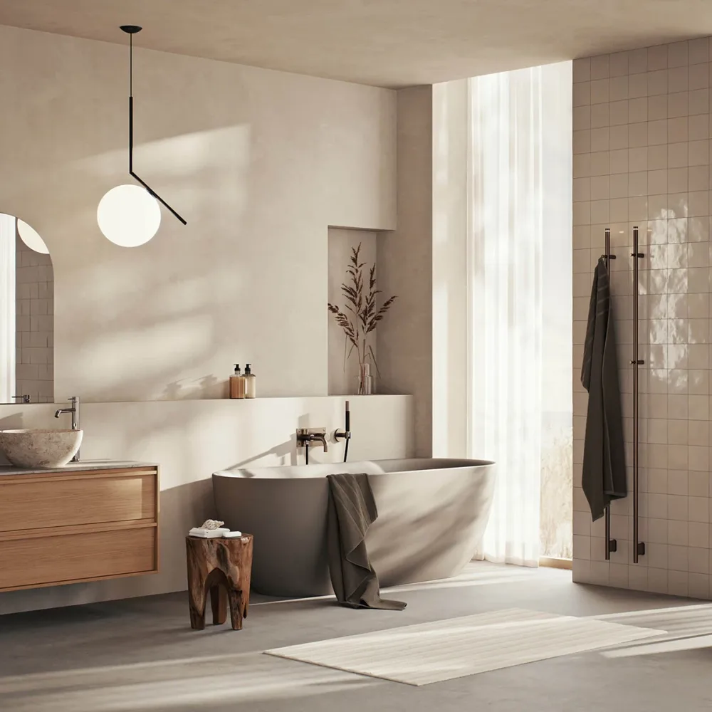 Dubbelbadkar Aspholmen 157cm Taupe | Stuvbutiken