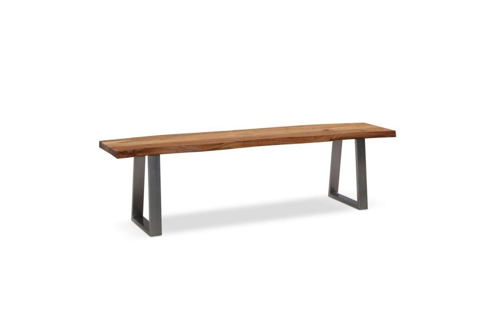 Matbänk Wohnling Massivt trä med metallben träd kant lantligt Silver, Rak, 140 cm