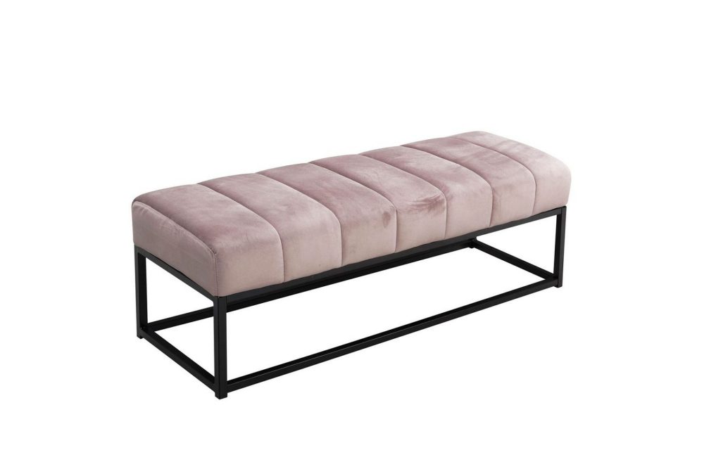 Bänk Wohnling sammet klädd modern vadderad elegant metallram Rosa