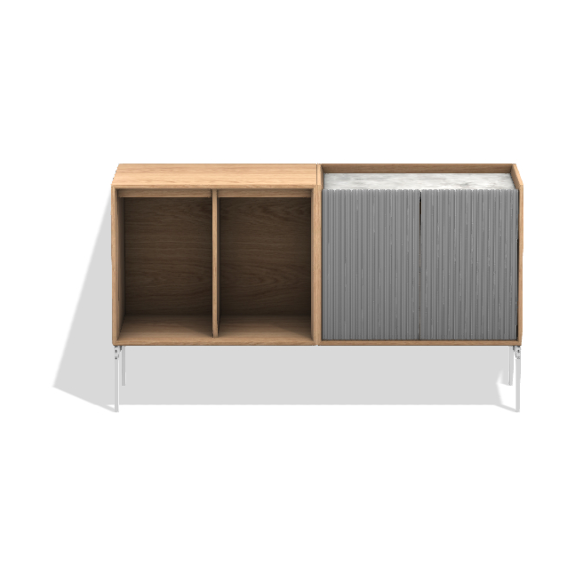 Vipp675 Cabinet skåp - Ljus ek-aluminium-marmor 120x68x38 cm