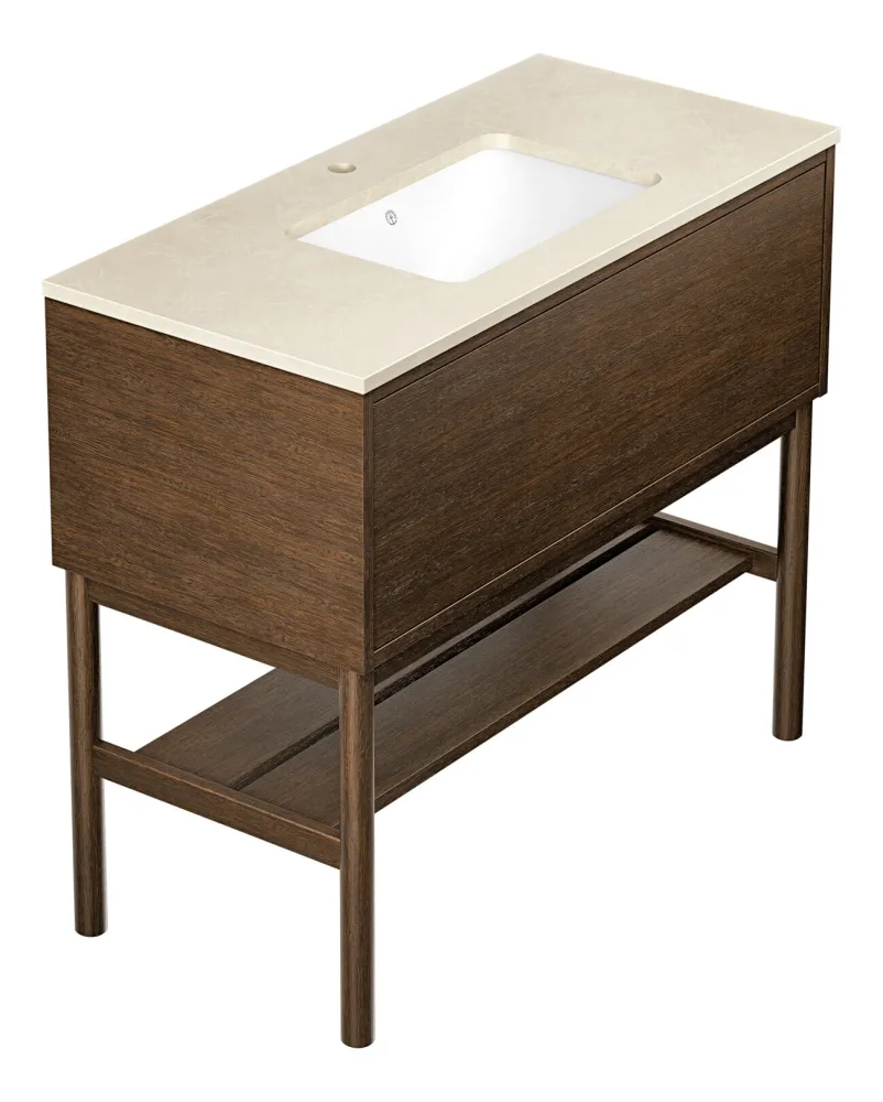 Gustavsberg Ducentic GB71DCVU60ARCC1100 Kommodpaket 60 cm, ljus ek/beige sten, för 1 singelhålsblandare Ljus ek/Beige sten - Bild 2