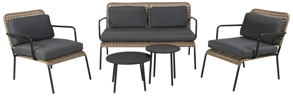 Venture Home Paola 1513-2038 Loungeset soffa, bord, fåtöljer, grått/natur