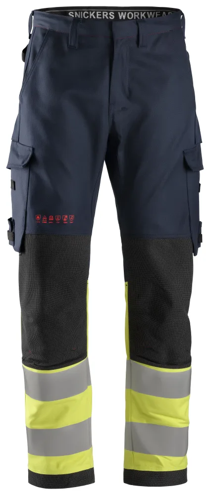 Snickers Workwear 6363 ProtecWork Arbetsbyxa varsel, gul/marinblå 148