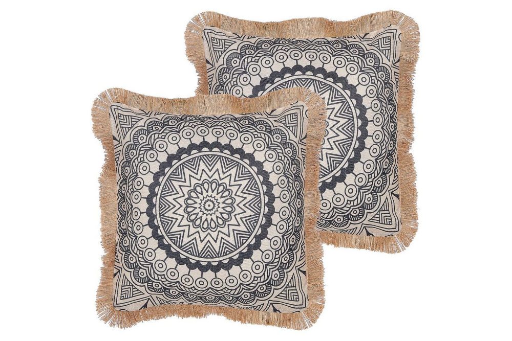 Prydnadskuddar Geranium set om 2 Beige/svart