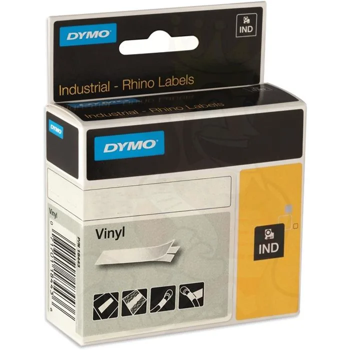DYMO Rhino Tejp 19 mm, färgad vinyl Vitt på rött