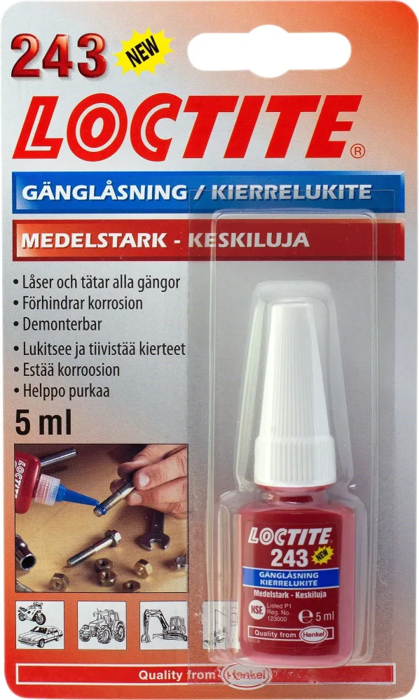 Loctite 243 Gänglåsning medelhög styrka 5 ml