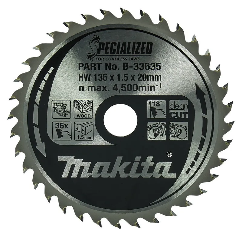 Makita B-33635 Sågklinga Specialized T.C.T 136x20 mm 36T