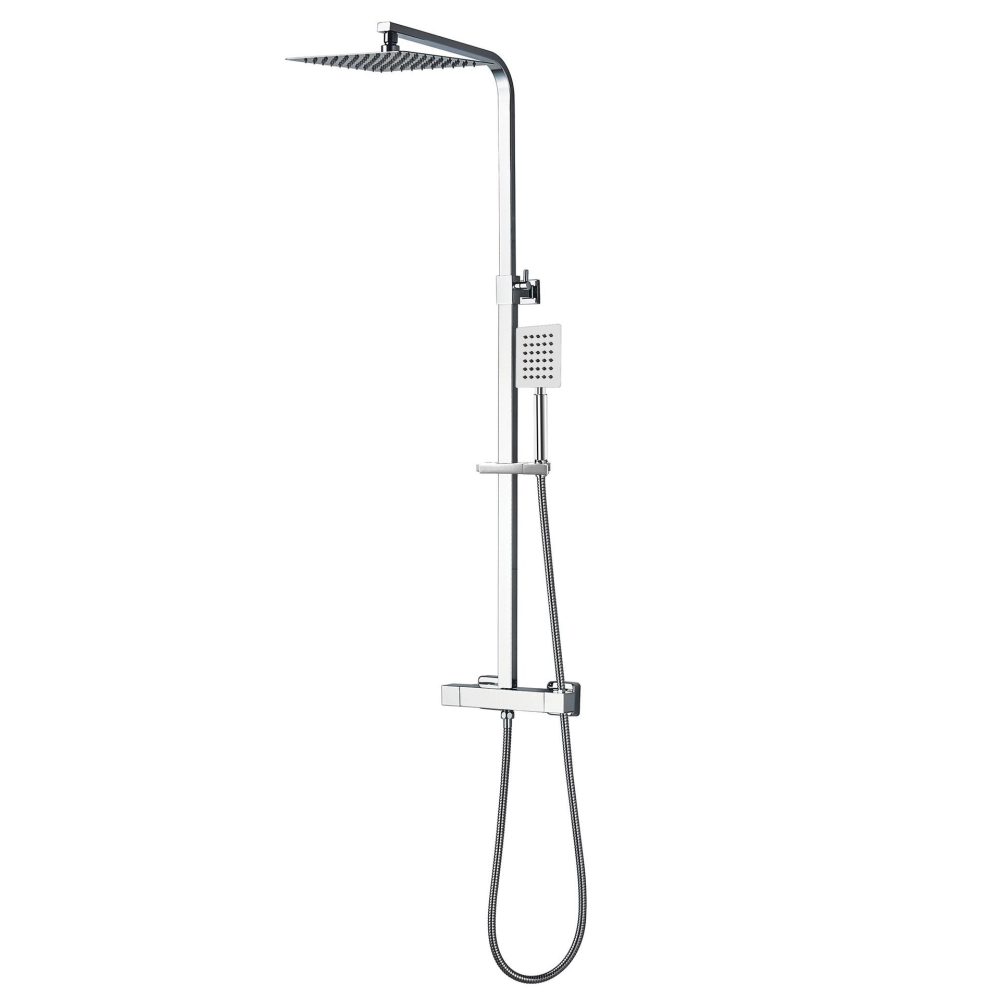 Dusch med fyrkantigt huvud, 79-119cm hög, Silver