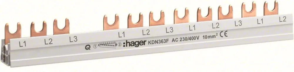 Hager KDN363F Fasskena 3-polig, gaffel, 12 moduler
