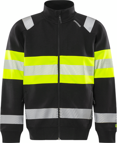 JACKA FRISTADS 7531 GKC SWEATSHIRT, VARSEL KL 1 GUL/SVART STL 2XL